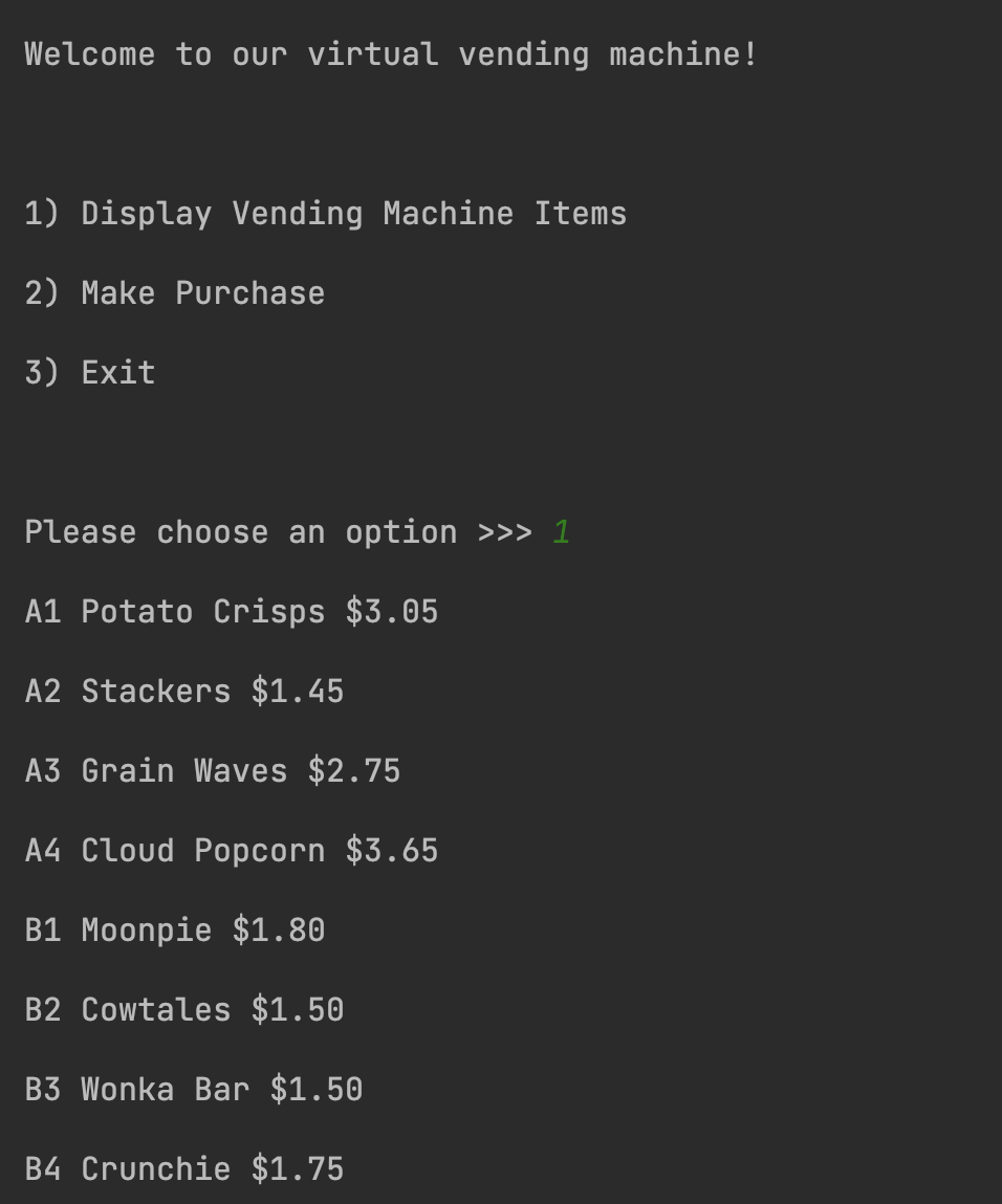 Virtual Vending Machine